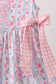 Pink Floral Bow Applique Bow Dress