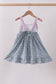 Purple floral print bow ruffle dress
