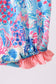 Pink tropical floral print ruffle bow bubble
