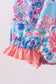 Pink tropical floral print ruffle bow bubble