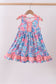 Pink tropical floral print ruffle dress