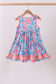 Pink tropical floral print ruffle dress