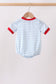 Blue Fire Engine Stripe Embroidered Bubble
