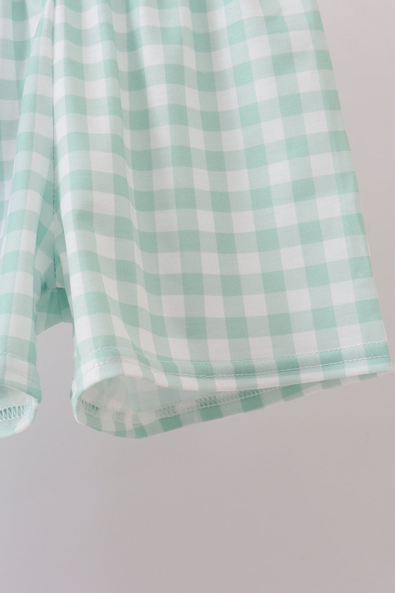 Green Golf Embroidered Gingham Set