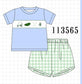Green Golf Embroidered Gingham Set