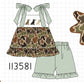 Camo Hunting Embroidered Ruffle Shorts Set