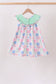Green Bow Embroidered Checkered Dress