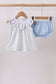 Blue Floral Embroidered Bloomer Set