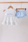 Blue Floral Smocked Ruffle Bloomer Set