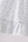 Blue Floral Embroidered Ruffle Shorts Set