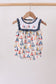Blue Sailboat Embroidered Ruffle Bubble
