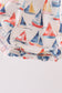Blue Sailboat Embroidered Ruffle Bubble