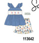 Blue Sailboat Smocked Ruffle Shorts Set
