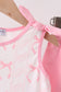 Pink Bow Print Ruffle Shorts Set