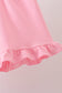 Pink Bow Print Ruffle Shorts Set