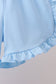 Blue Floral Smocked Ruffle Shorts Set