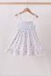Blue Floral Smocked Ruffle Dress