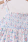 Blue Floral Smocked Ruffle Dress