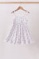 Blue Floral Smocked Ruffle Dress