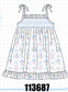 Blue Floral Smocked Ruffle Dress
