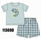 Green Fish Applique Shorts Set