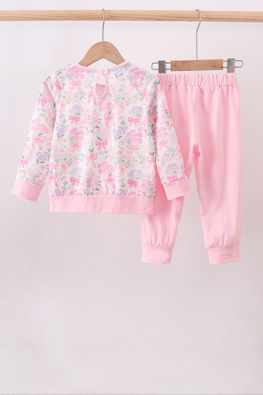 Pink floral jogger set