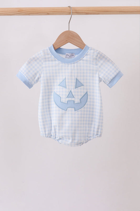 Blue Jack-O-Lantern Applique Bubble