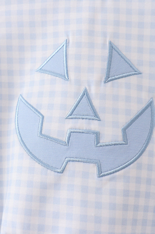 Blue Jack-O-Lantern  Applique Bubble