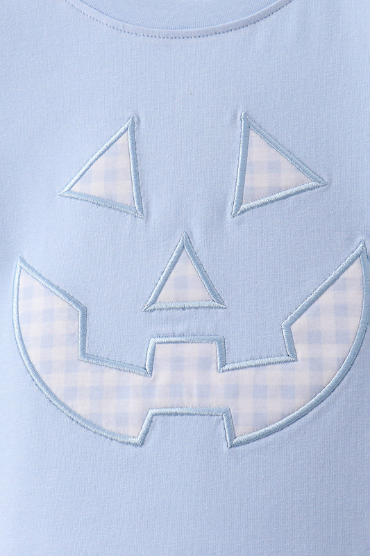 Blue Jack-O-Lantern Applique Shorts Set