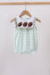 Green football french knot gingham ruffle bubble