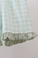 Green football french knot gingham ruffle shorts set