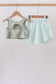 Green football french knot gingham skorts set