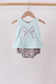Blue Floral Bow Applique Bubble