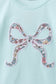 Blue Floral Bow Applique Pants Set
