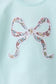 Blue Floral Bow Applique Skorts Set