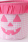 Pink Pumpkin Applique Gingham Ruffle Basket