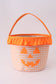 Orange Pumpkin Applique Gingham Ruffle Basket