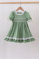 Sage collar smocked lace dress