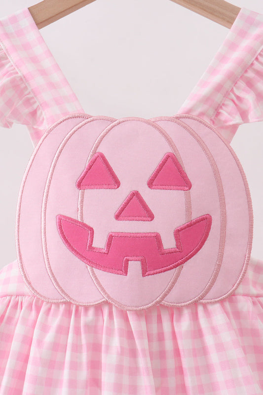 Pink Jack-O-Lantern Applique Ruffle Dress