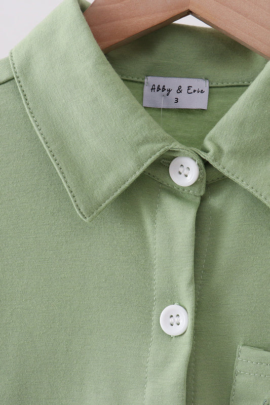 Sage Pumpkin Embroidered Button Down Shirt