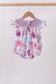 Purple Bow Embroidered Floral Bubble