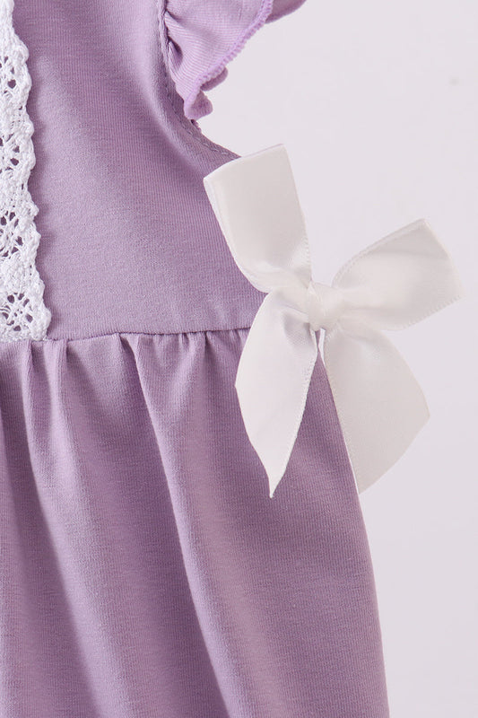 Purple character embroidery ruffle bubble