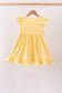Mustard character embroidery ruffle dress