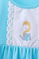 Blue character embroidery ruffle dress