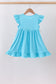 Blue character embroidery ruffle dress