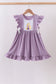 Purple character embroidery ruffle dress