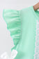 Green character embroidery ruffle dress