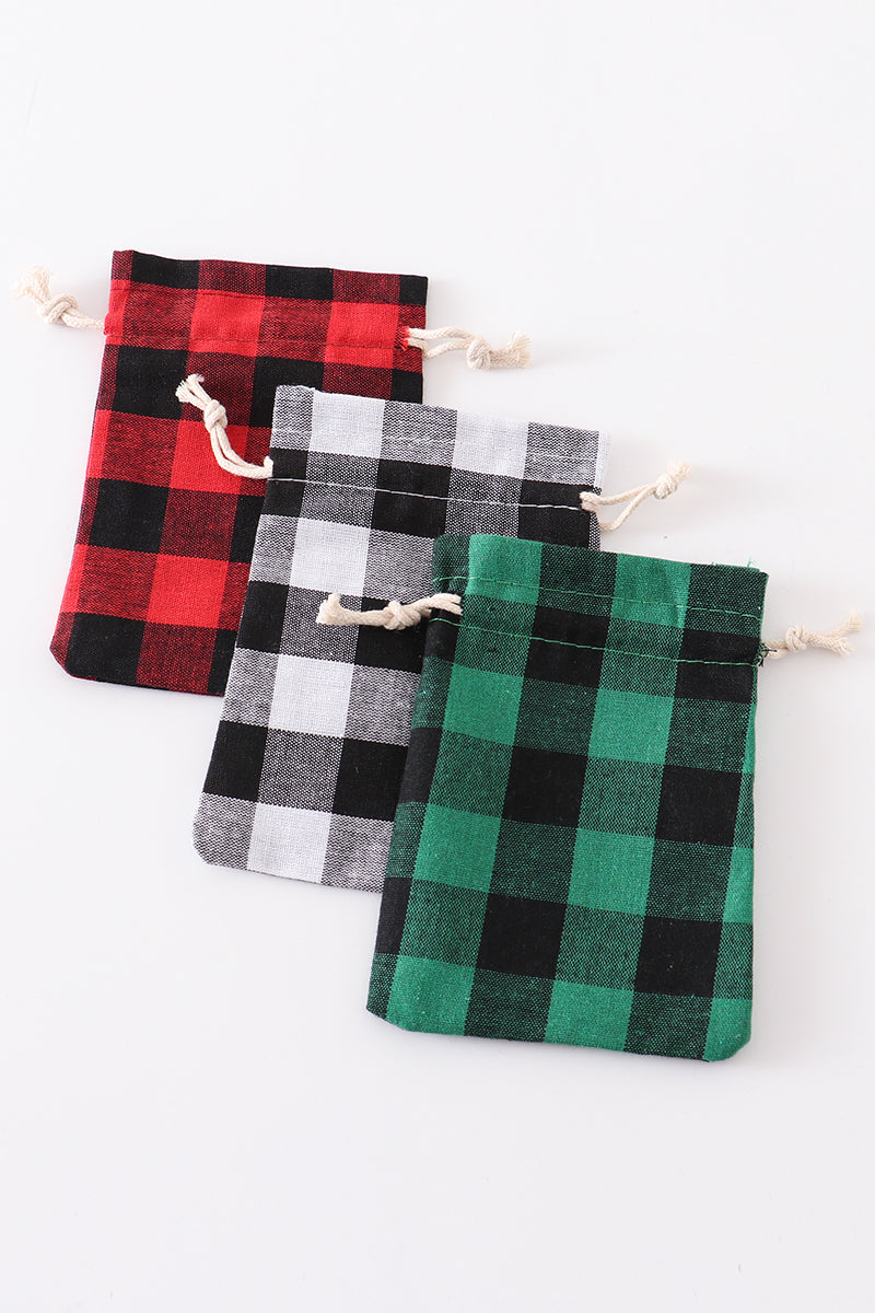 Red Green Black check gift bag