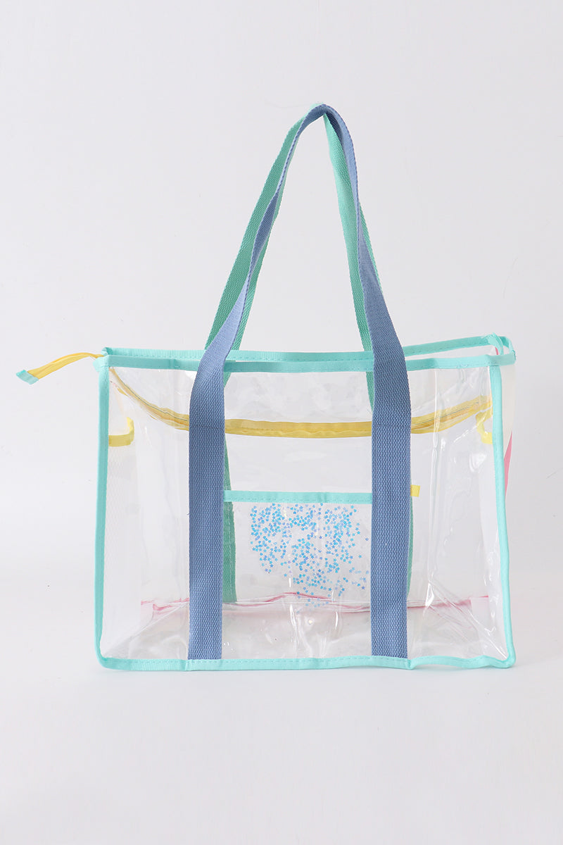 Blue clear waterproof beach travel bag