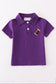 Purple football embroidery button down shirt